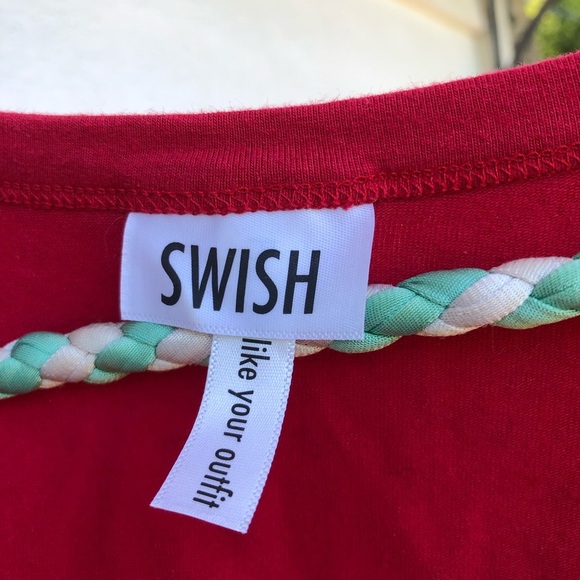 Swish Red Long Sleeve V-Neck top-20”across- dress up or down- jeans -leggings - Picture 5 of 10